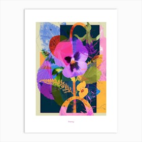 Pansy 1 Neon Flower Collage Poster Art Print