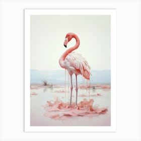 flamingo illustration 1 Art Print