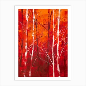 Red Birch Forest Art Print
