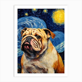 Bulldog Starry Night Dog Portrait Art Print