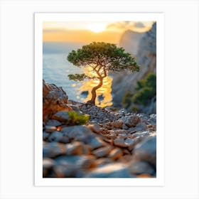 Pine Tree At Sunset Art Print