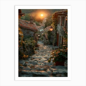 Sunset In The Village Art Print