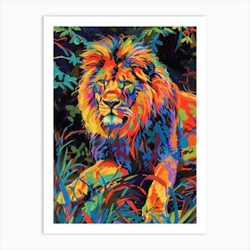 Masai Lion Lion In Different Seasons Fauvist Painting 2 Art Print