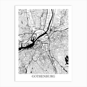 Gothenburg White Black Art Print