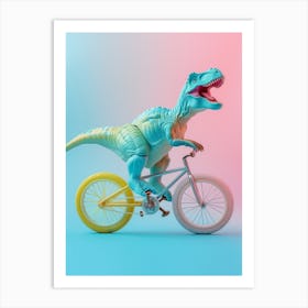 Pastel Toy Dinosaur On A Bike 3 Art Print