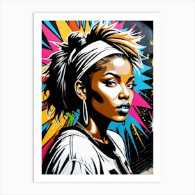 Graffiti Mural Of Beautiful Hip Hop Girl 71 Art Print