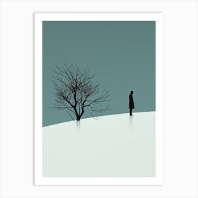 Man In The Snow, Minimalism Art Print