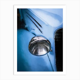 Blue Classic Car Headlamp Art Print