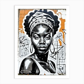 Vintage Graffiti Mural Of Beautiful Black Woman 133 Art Print