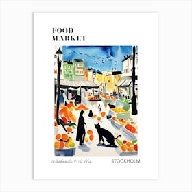 The Food Market In Stockholm 3 Illustration Poster Art Print