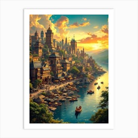 City By The River Art Print