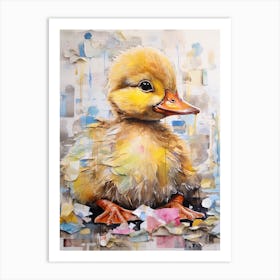 Mixed Media Duckling Watercolour Collage 5 Art Print