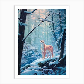 Winter Mountain Lion 2 Illustration Art Print