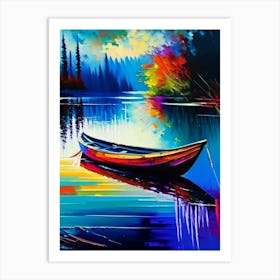 Canoe On Lake Water Waterscape Bright Abstract 1 Art Print