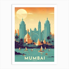 Mumbai India Retro Travel Art Print