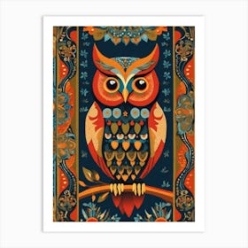 Owl Folk Art, 1380 Art Print