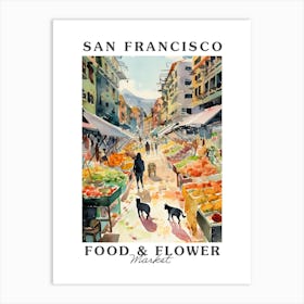 Food Market With Cats In San Francisco 2 Poster Art Print