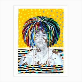 Afrohair - vitiligo - colors - man - photo montage Art Print