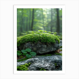 Mossy Rock In The Forest Art Print