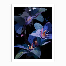 Blue Flowers In The Dark Art Print