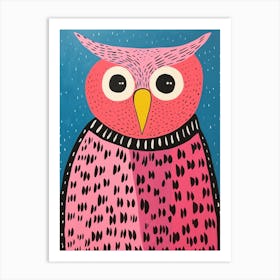 Pink Polka Dot Owl 7 Art Print