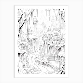 The Cave Of Wonders (Aladdin) Fantasy Inspired Line Art 1 Art Print