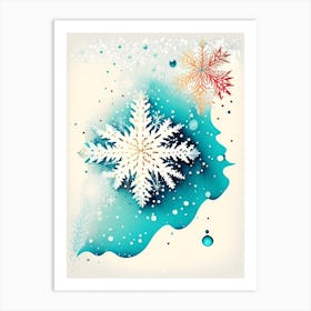 Water, Snowflakes, Vintage Sketch 3 Art Print