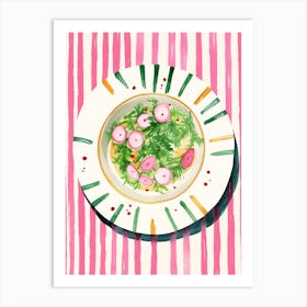 A Plate Of Small Radishes Top View Food Illustration 3 Art Print
