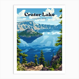 Crater Lake National Park Serene Travel Art Art Print