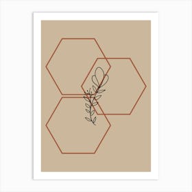 Hexagons With A Flower Art Print