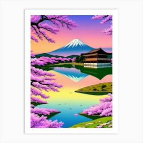 Japanese Cherry Blossoms Cherry Blossoms Mount Fuji Japan Art Print