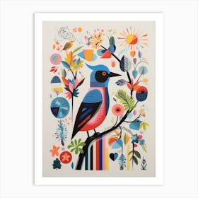 Colourful Scandi Bird Lark 1 Art Print