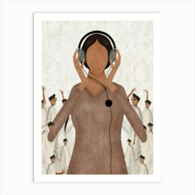 Woman Listens To Music 2 Art Print