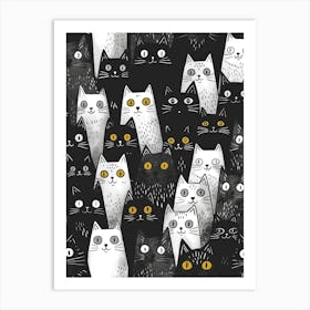 Perfectly Repeatable Artwork With Cute Cat Faces 74 Art Print