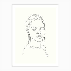 Portrait Of A Woman Hand Drawing Line Art 21 Art Print