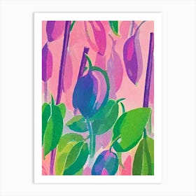 Sugar Snap Peas Risograph Retro Poster vegetable Art Print