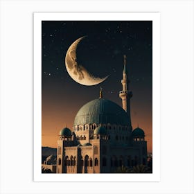 Moon And Mosque 1 Art Print