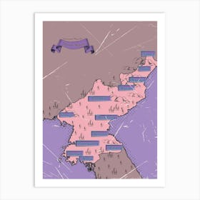 Vintage Map Of North Korea Art Print