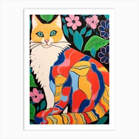 Maximalist Animal Painting Cat 1 Art Print