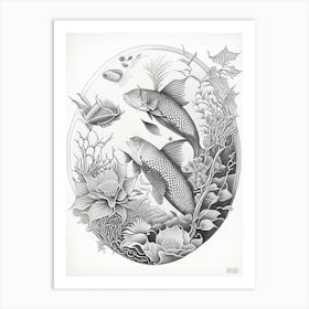 Doitsu Kohaku Koi Fish Haeckel Style Illustastration Art Print