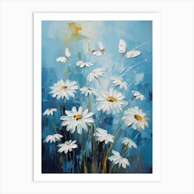 Daisies And Butterflies 1 Art Print