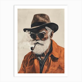 Old Man Smoking A Pipe Art Print