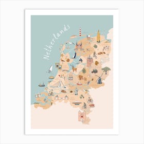 Netherlands Illustrated Map Art Print