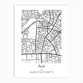 Arai,Japan Minimalist Map Poster