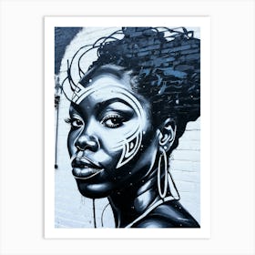 Graffiti Mural Of Beautiful Black Woman 120 Art Print