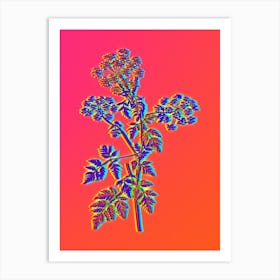 Neon Hemlock Flowers Botanical in Hot Pink and Electric Blue n.0029 Art Print