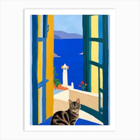 Cat In The Window Art Print