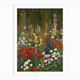 Gustav Klimt Flower Garden Of Flowers Art Print