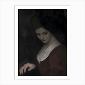 Dark Gothic Lady In Red Art Print