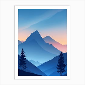 Misty Mountains Vertical Composition In Blue Tone 193 Art Print